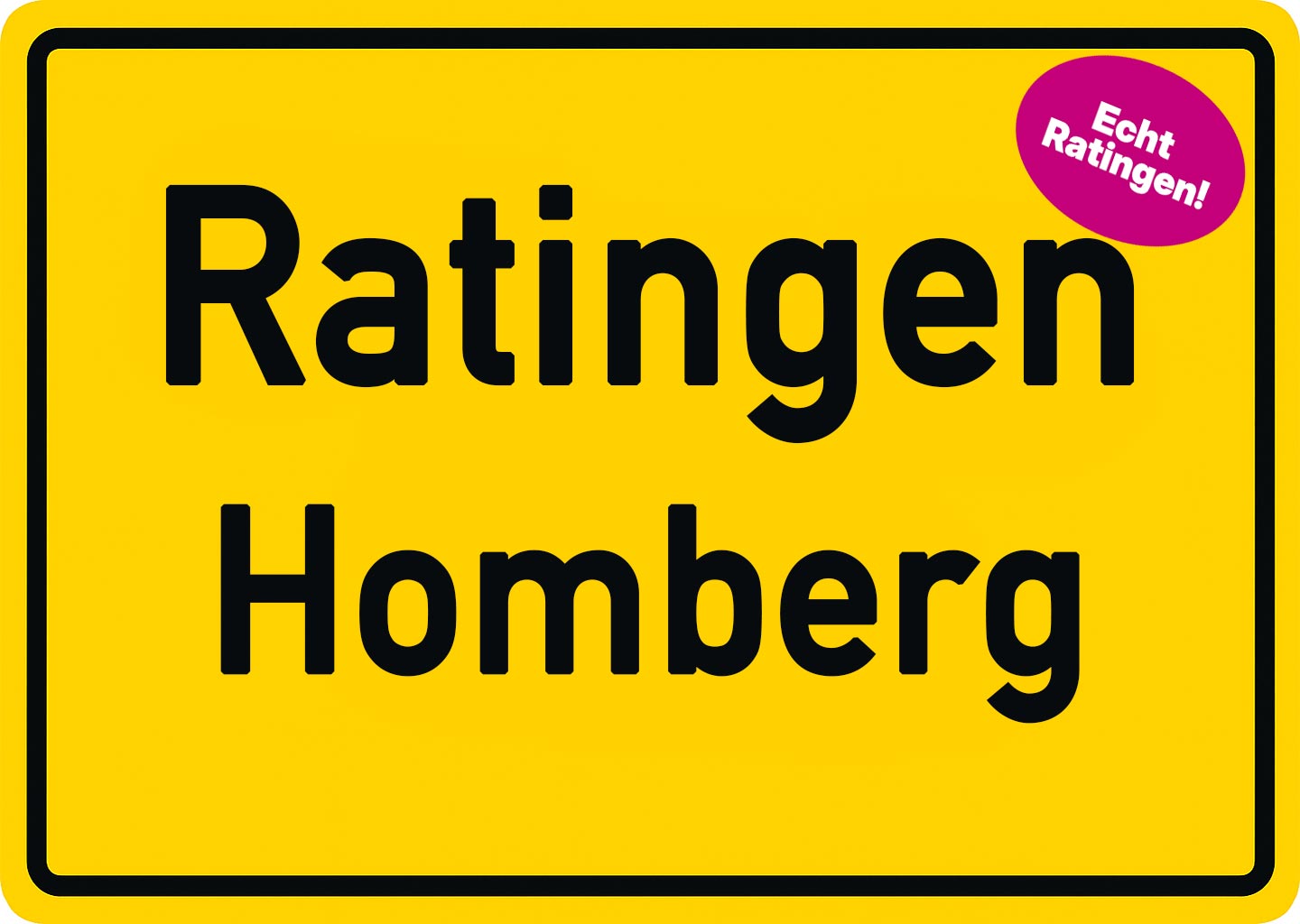 Ein nachgebautes Stadtschild von Ratingen Homberg