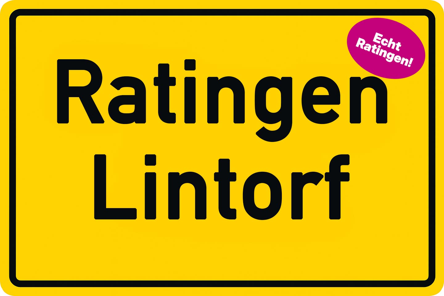 Ein nachgebautes Stadtschild von Ratingen Lintorf