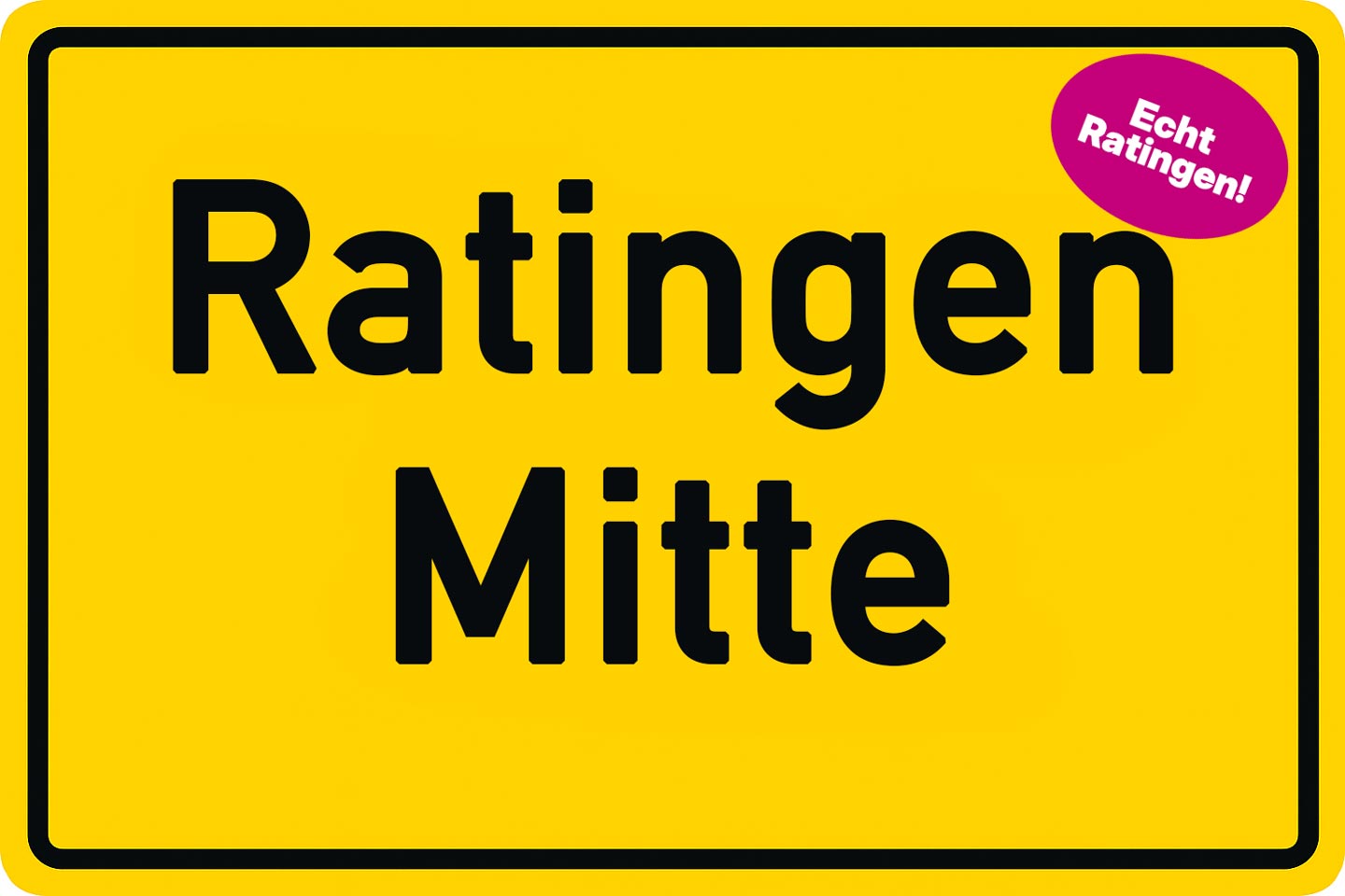 Ein nachgebautes Stadtschild von Ratingen Mitte